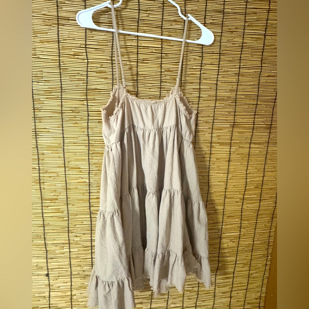 Pink Lily Beige Tiered Kids Dress